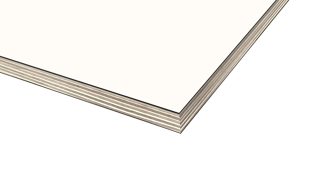 Laminated plywood on a birch ply core showing the layered edge
